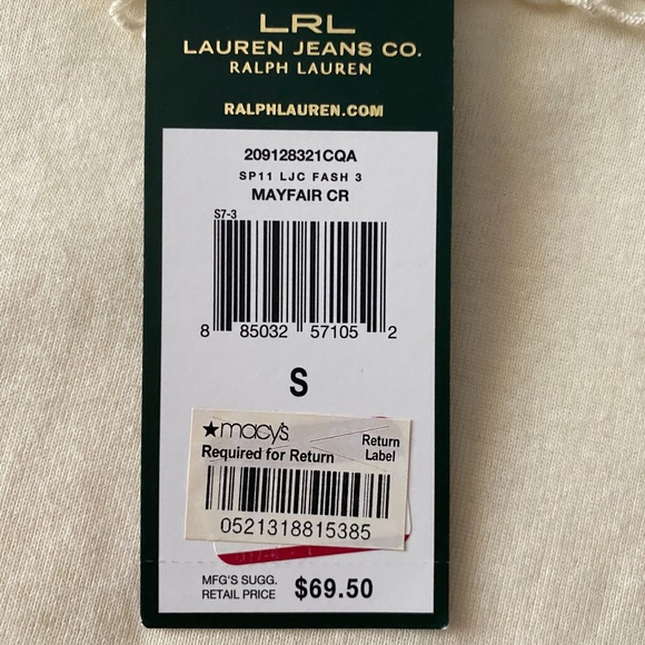 NWT Ralph Lauren Cream Lace Yoke Top - Picture 3 of 9